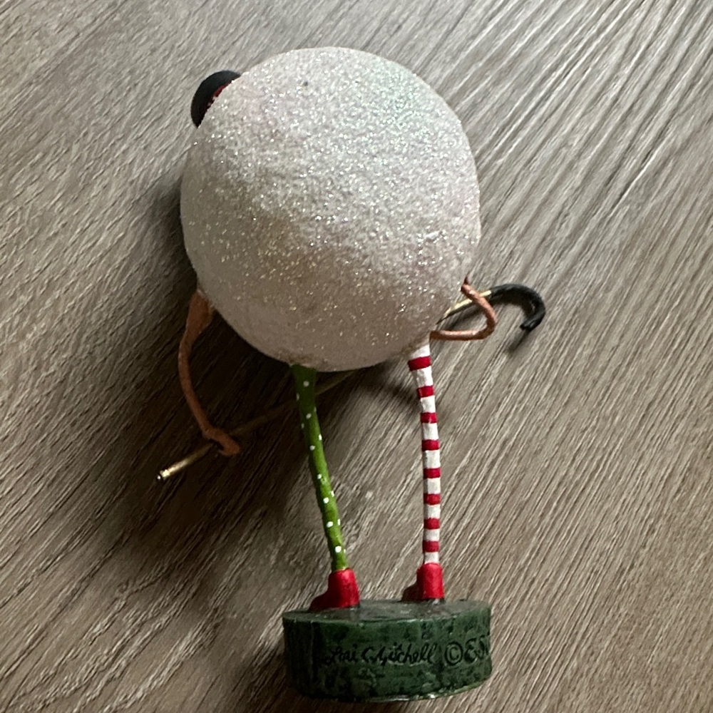 Whimsical Lori C. Mitchell Holiday Snowman with Red and Green Stripes - Picture 9 of 13